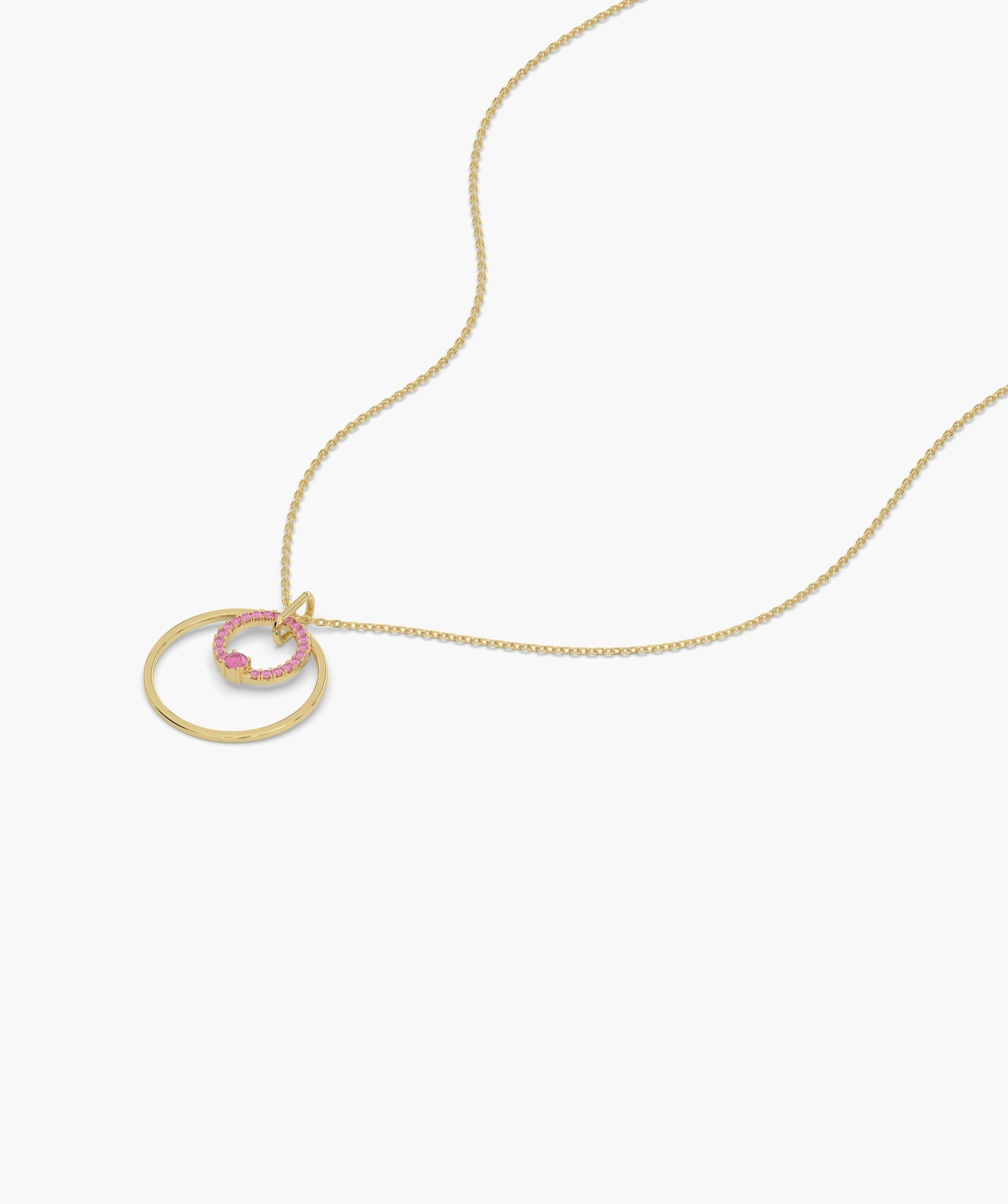 Pink Halo Circle Gold Necklace