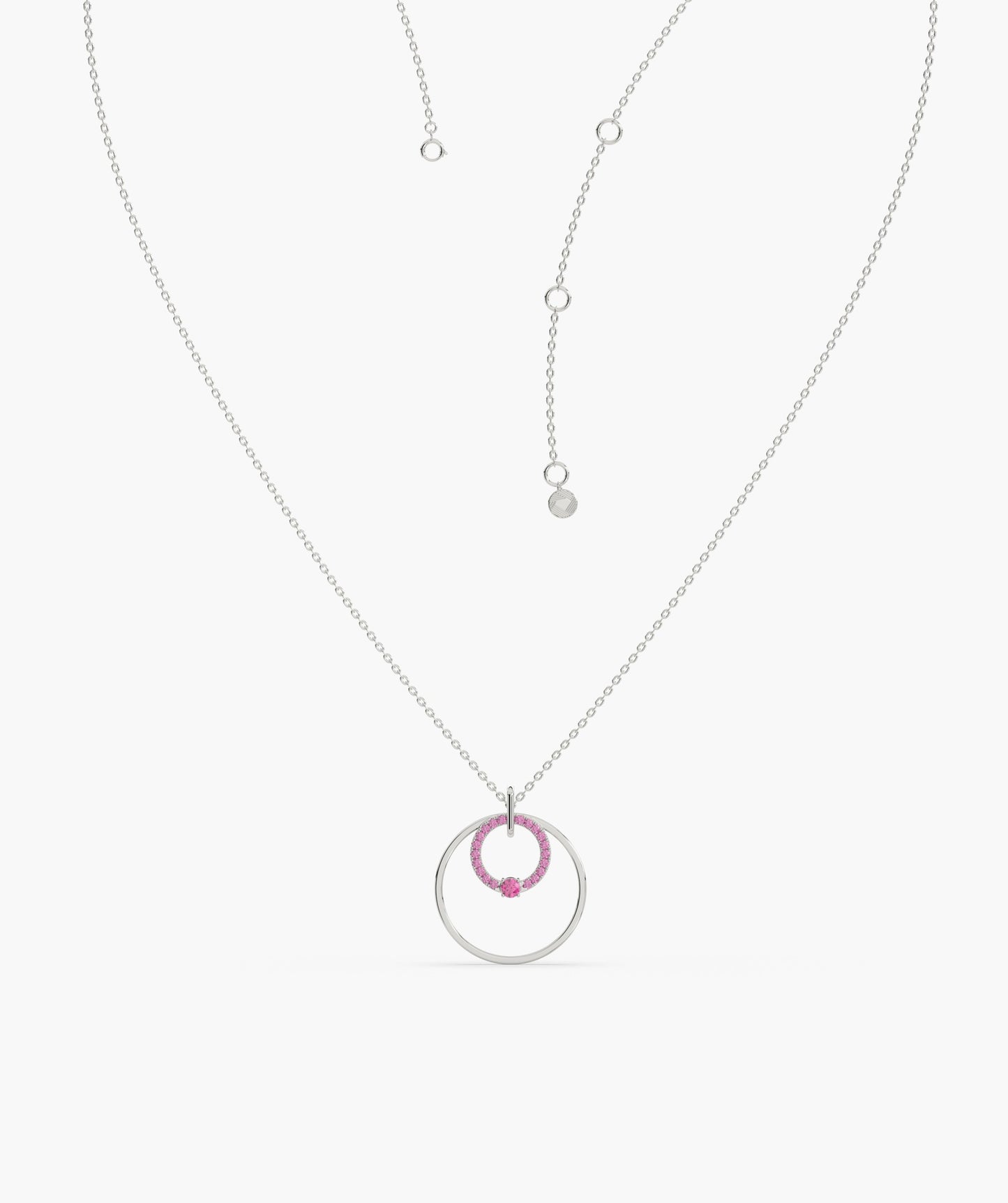 Pink Halo Circle Gold Necklace