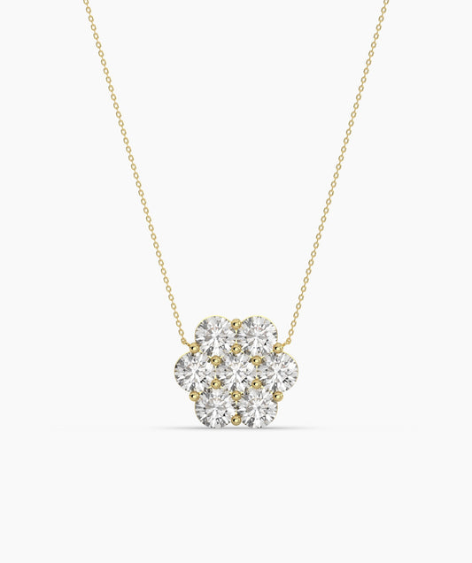 14K Gold Diamond Cluster Pendant