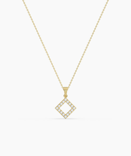 Diamond Open Square Pendant