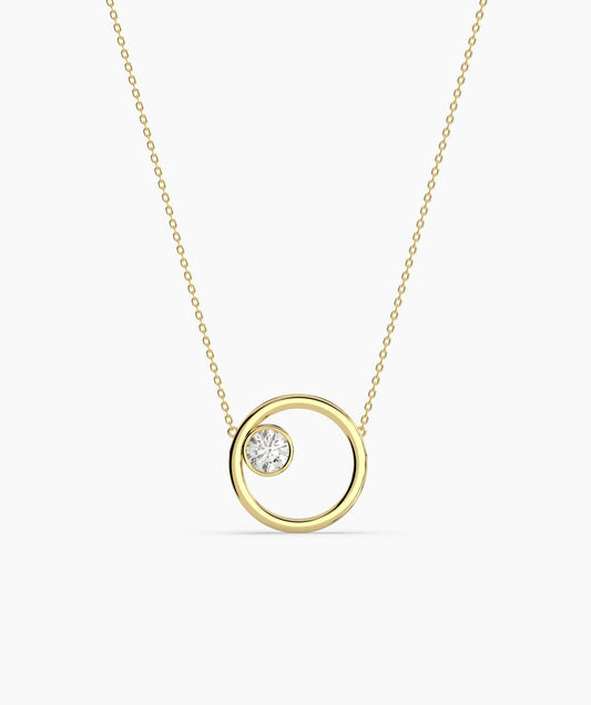 Solid 14k Gold Circle Necklace