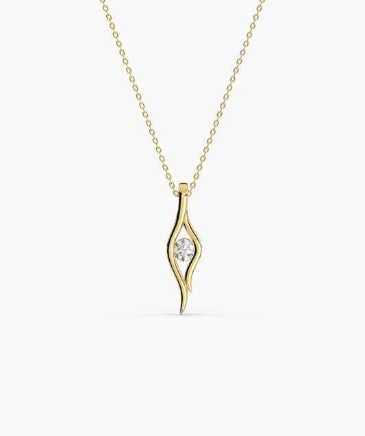 14K Gold Curved Pendant