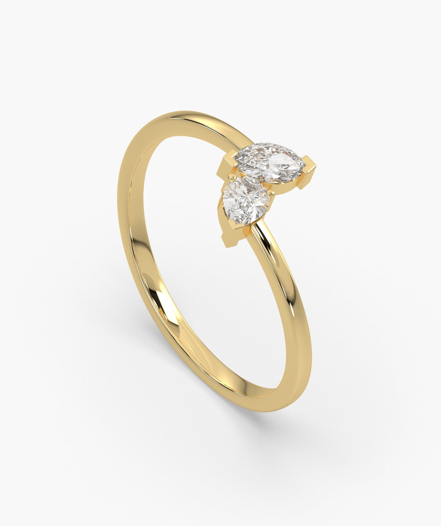 14K Gold Duo Diamond Ring