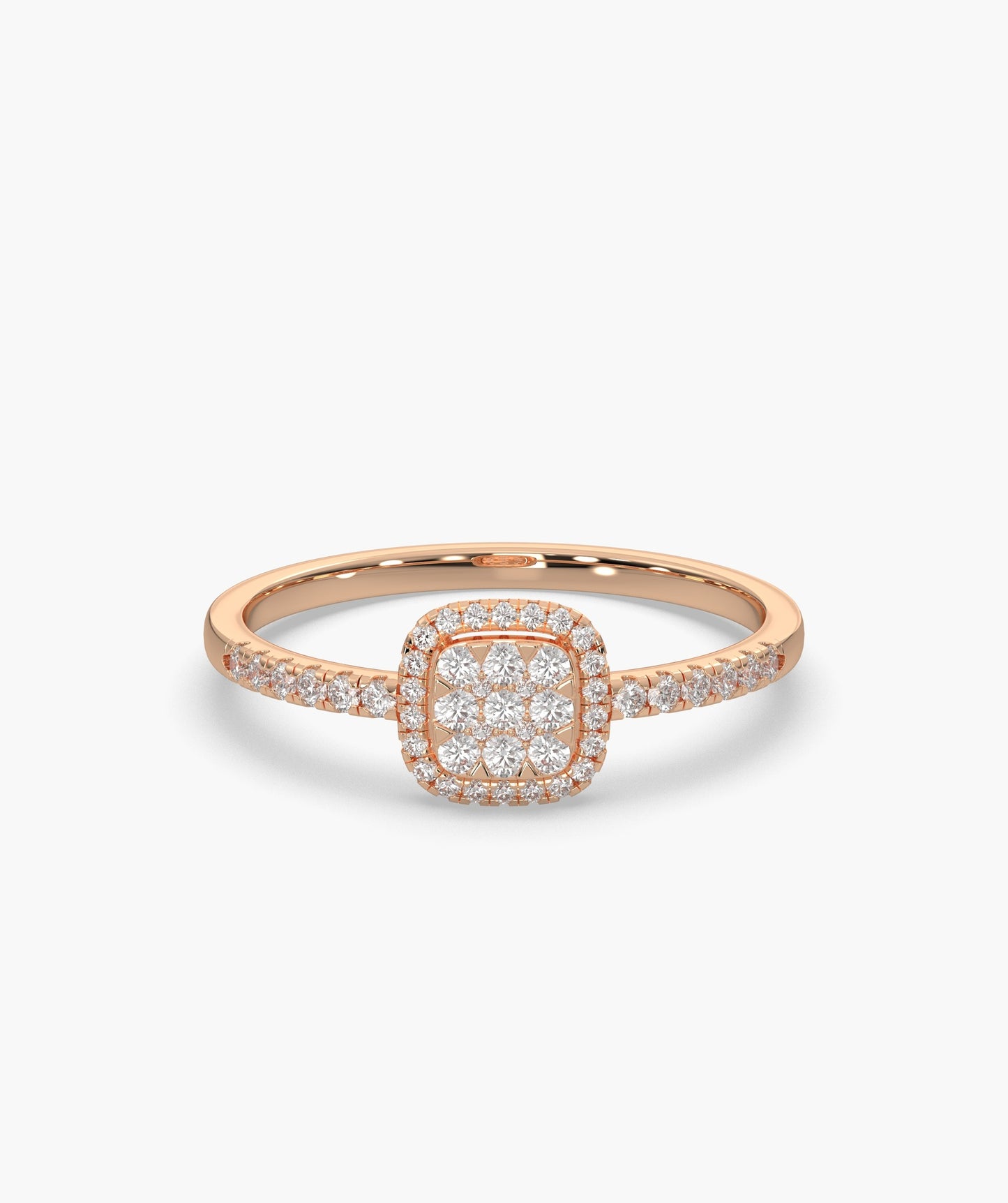 Glimmering Square Halo Diamond Ring