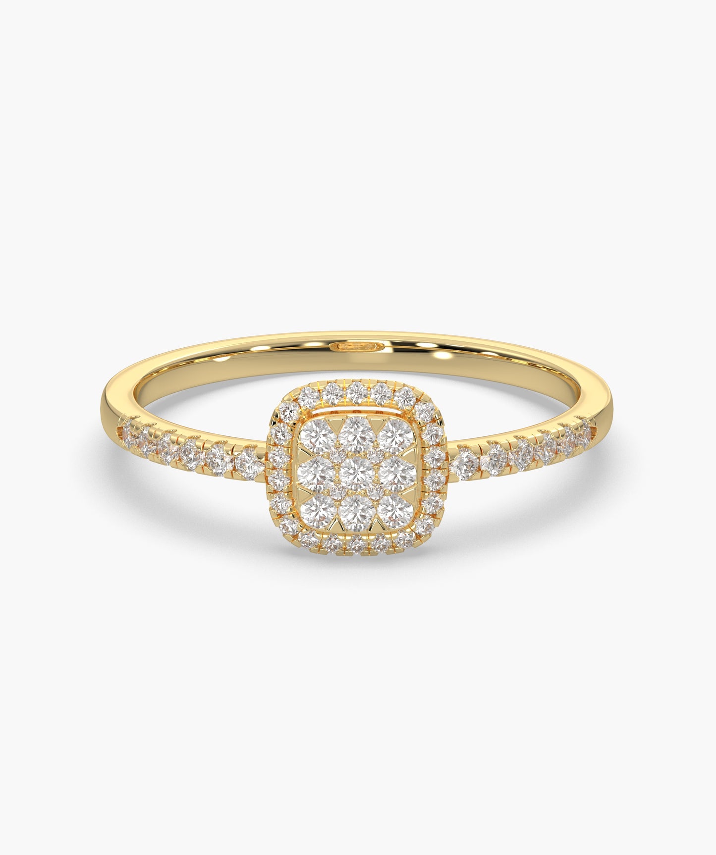 Glimmering Square Halo Diamond Ring