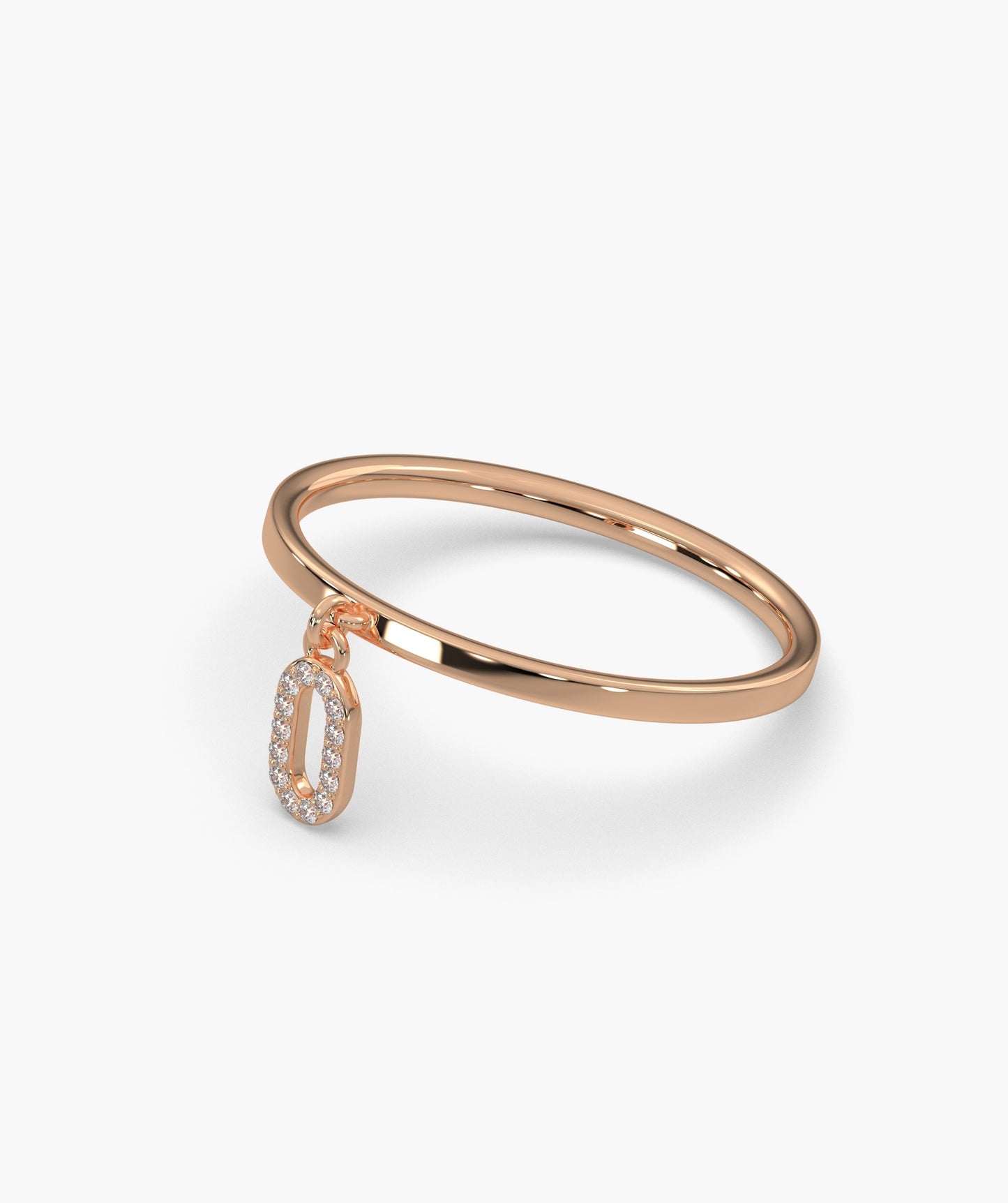 14K Gold Dainty Link Charm Ring