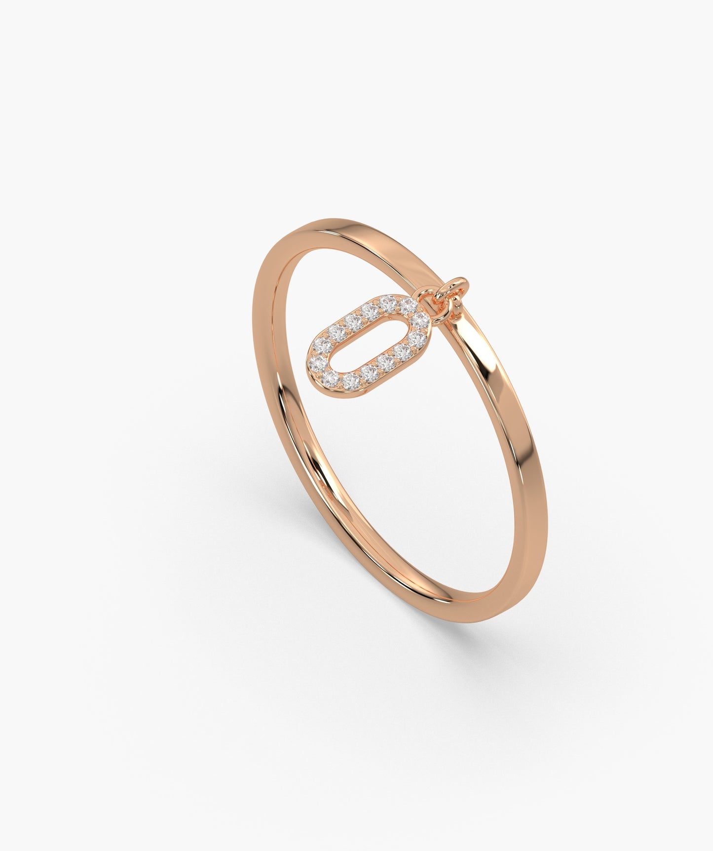 14K Gold Dainty Link Charm Ring