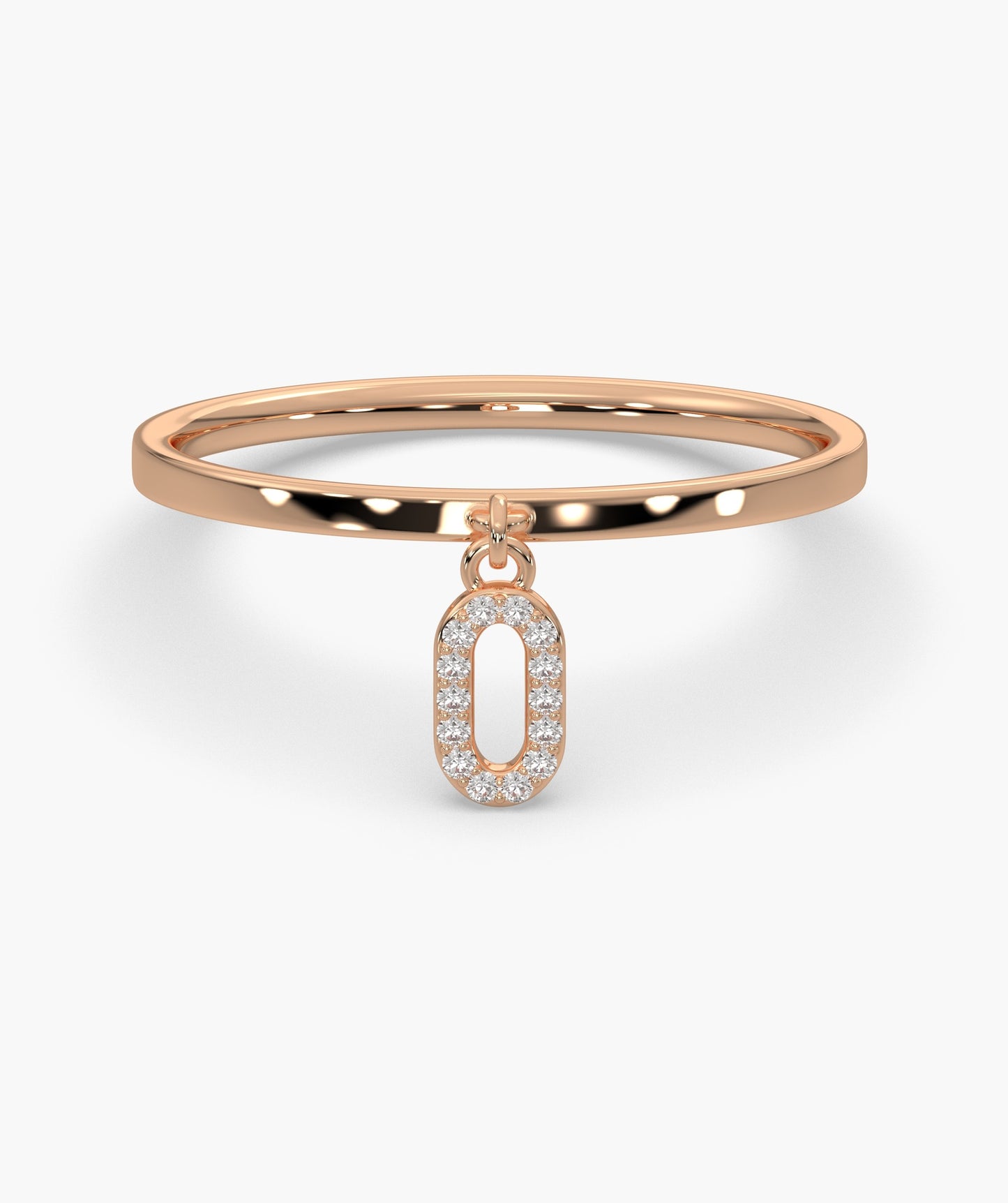 14K Gold Dainty Link Charm Ring