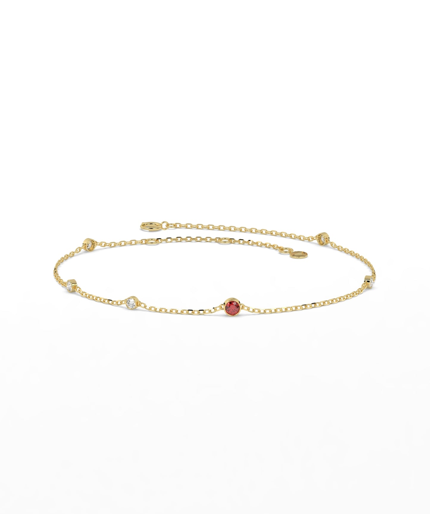 Colored Diamond and White Diamond Station Chain Bracelet in 14K Gold