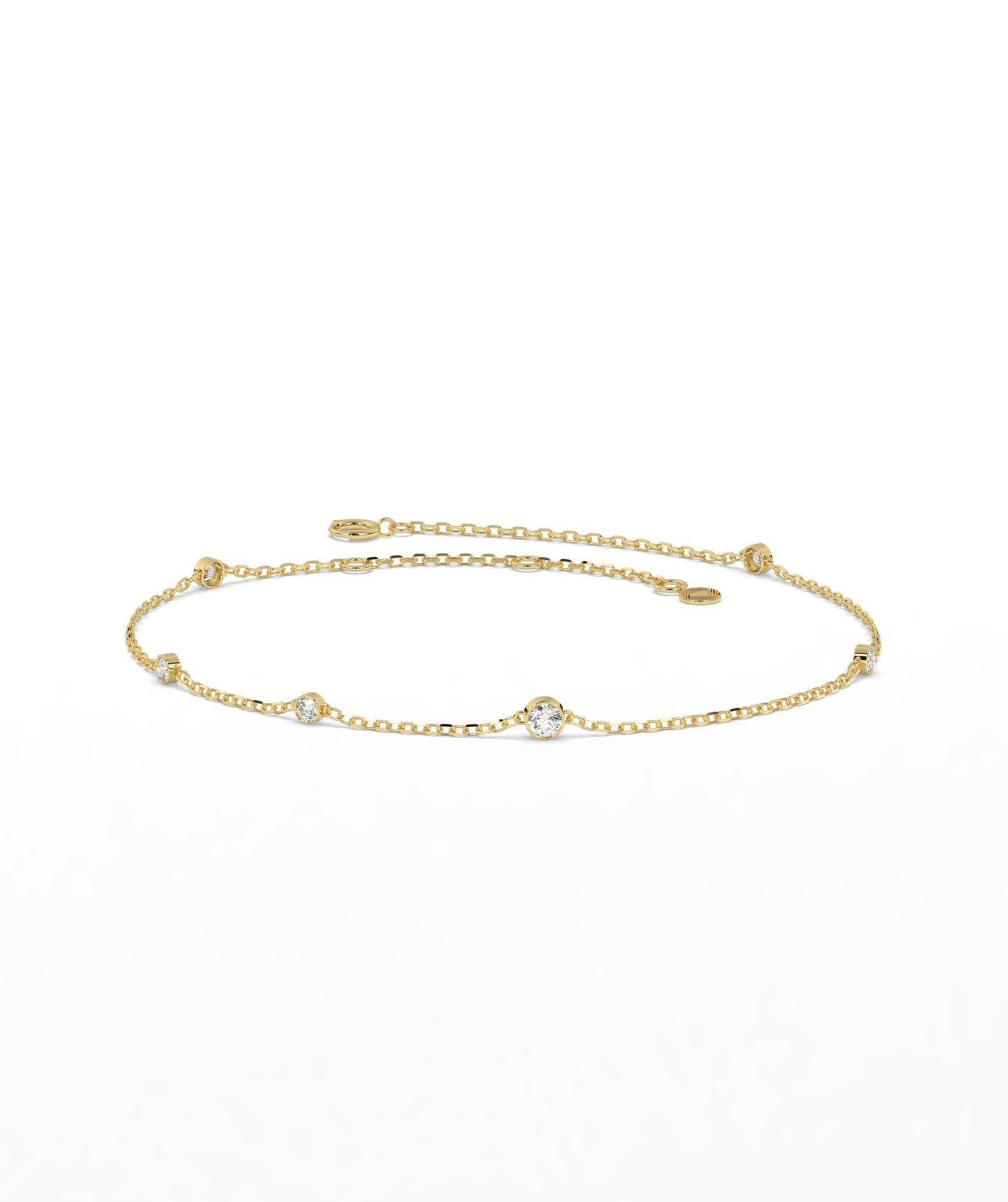 Colored Diamond and White Diamond Station Chain Bracelet in 14K Gold