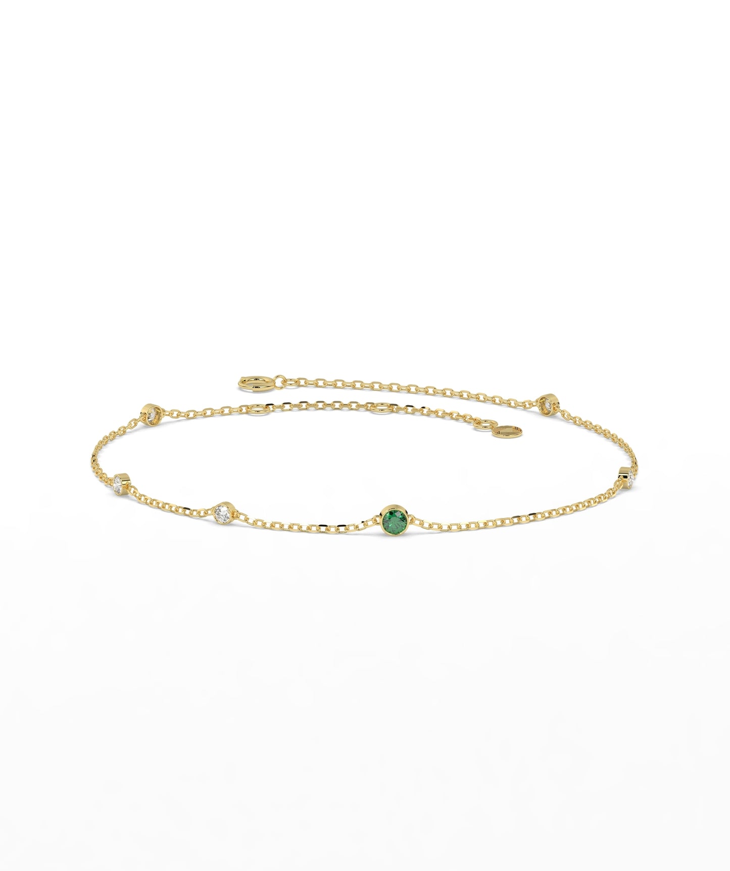 Colored Diamond and White Diamond Station Chain Bracelet in 14K Gold