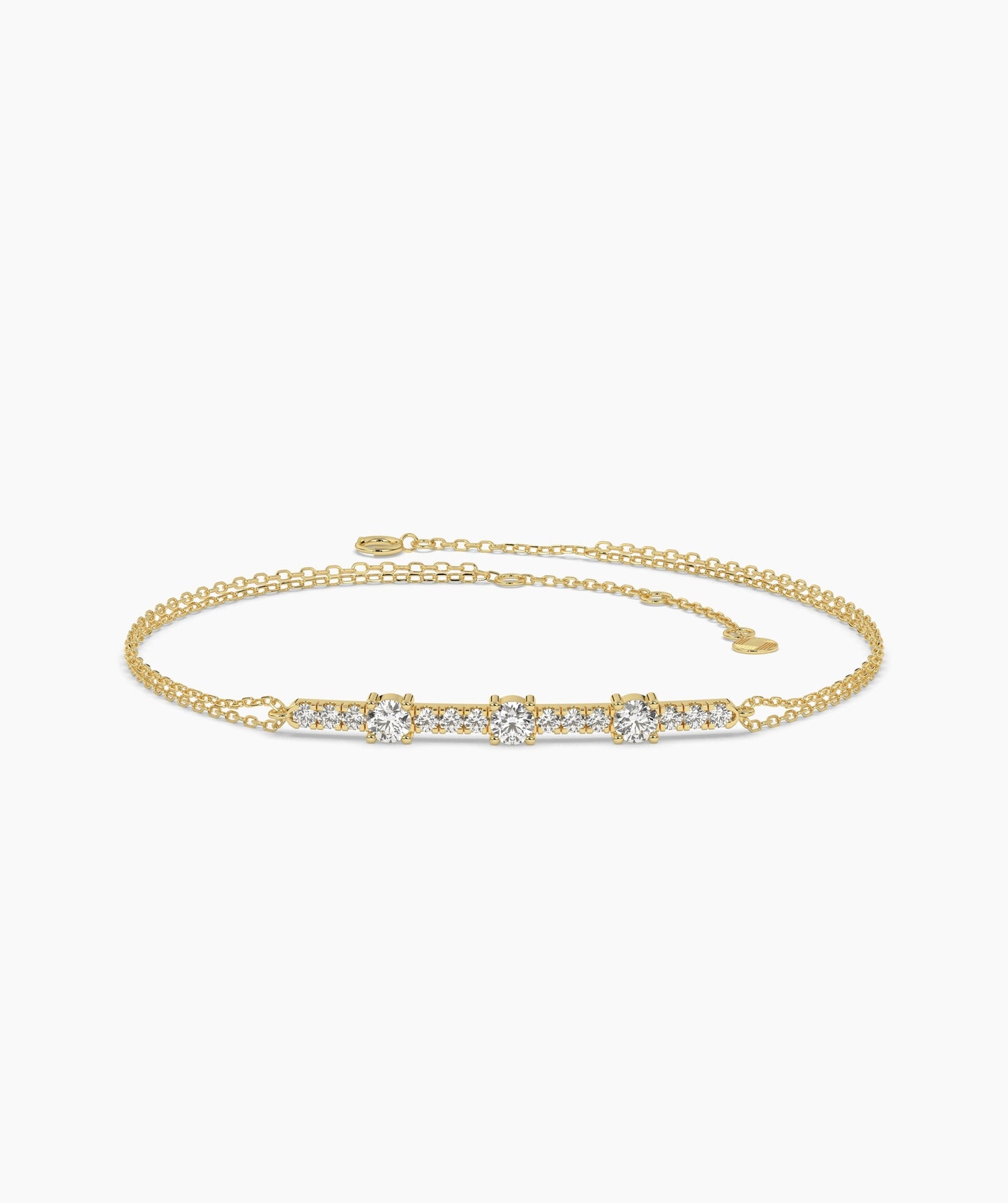 Three Stone Colored Diamond and White Diamond Bar Bracelet in 14K Gold
