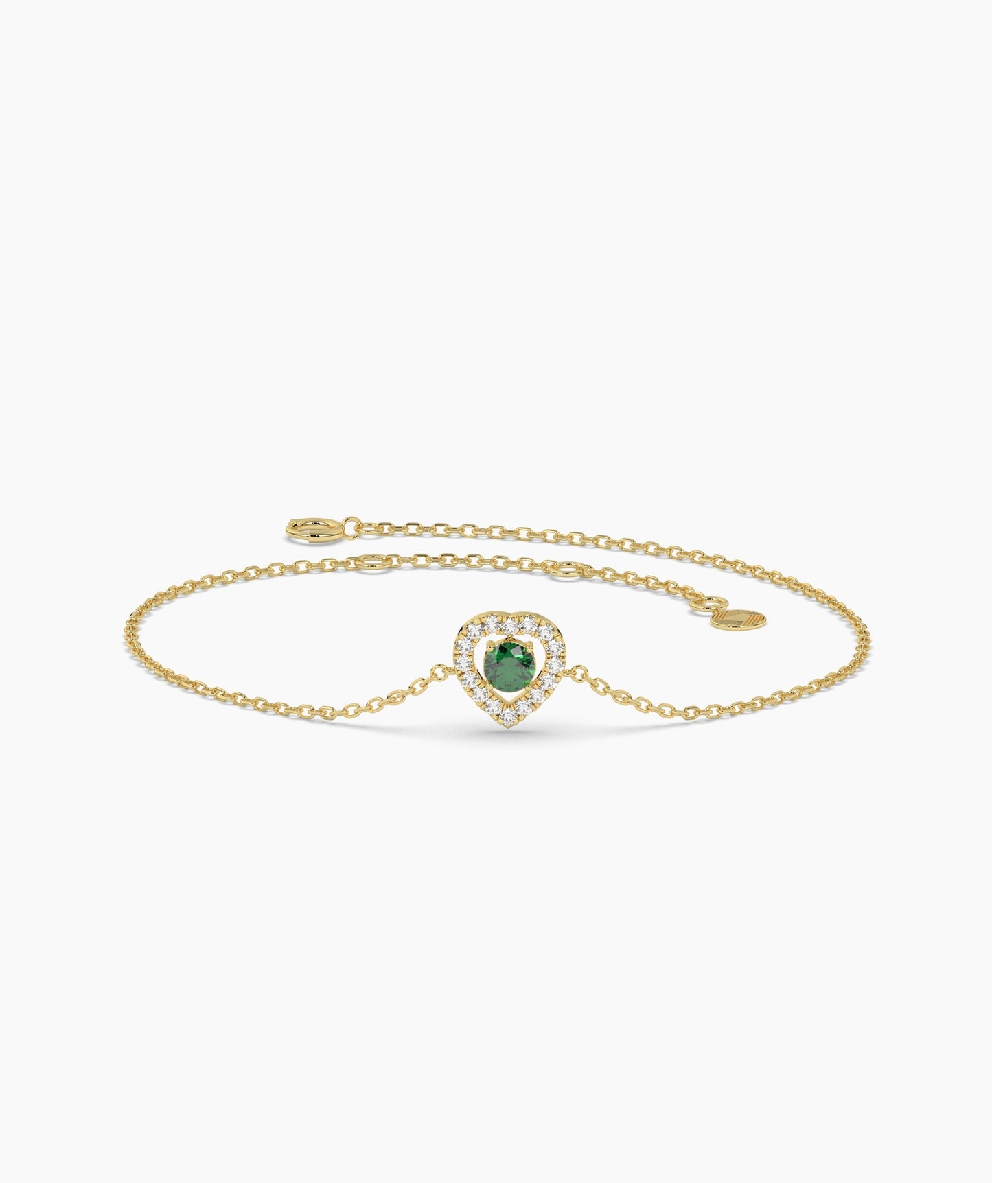 Blue Diamond Heart Halo Bracelet in 14K Solid Gold