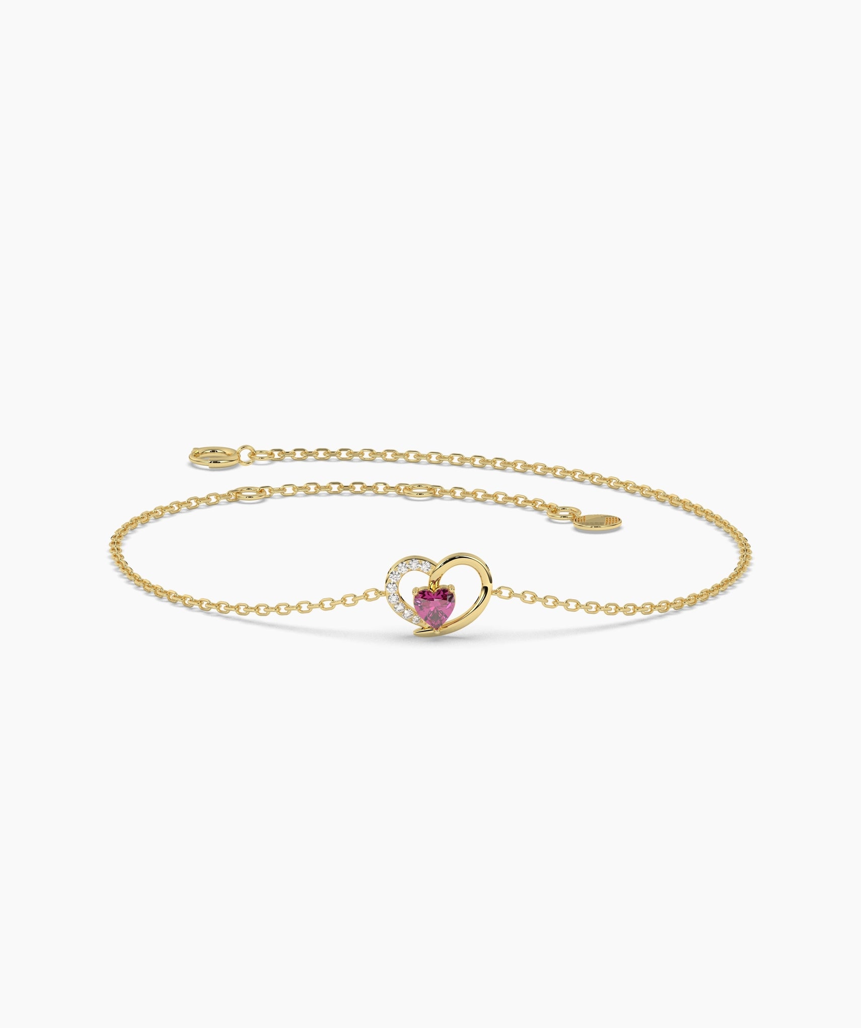 Pink Diamond Swirl Heart Bracelet