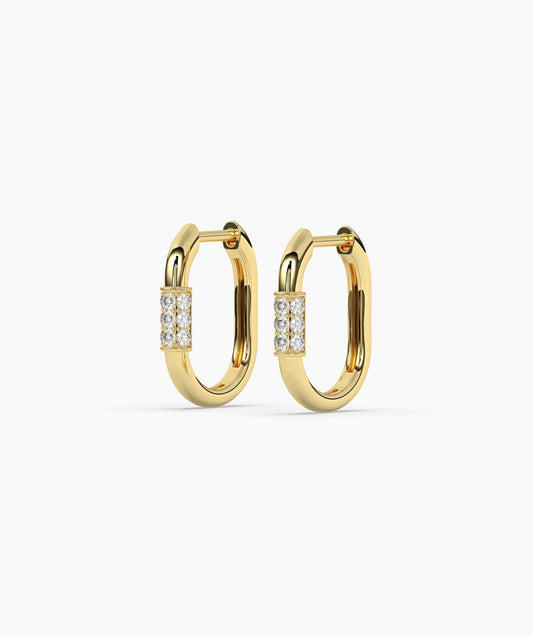 Double Row Pavé Diamond Huggie Hoops
