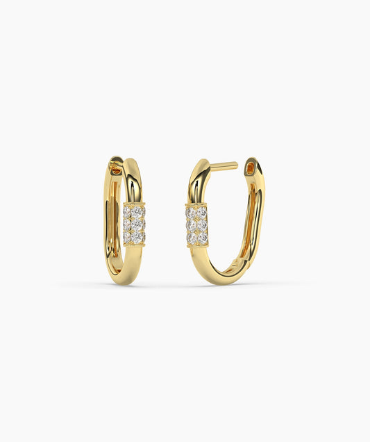 Double Row Pavé Diamond Huggie Hoops