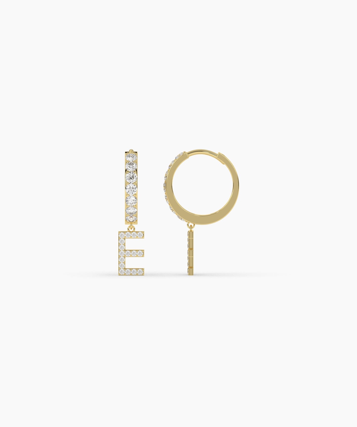 Custom Initial Diamond Hoop Earrings