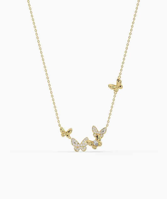 Whimsical Butterfly Cluster Necklace
