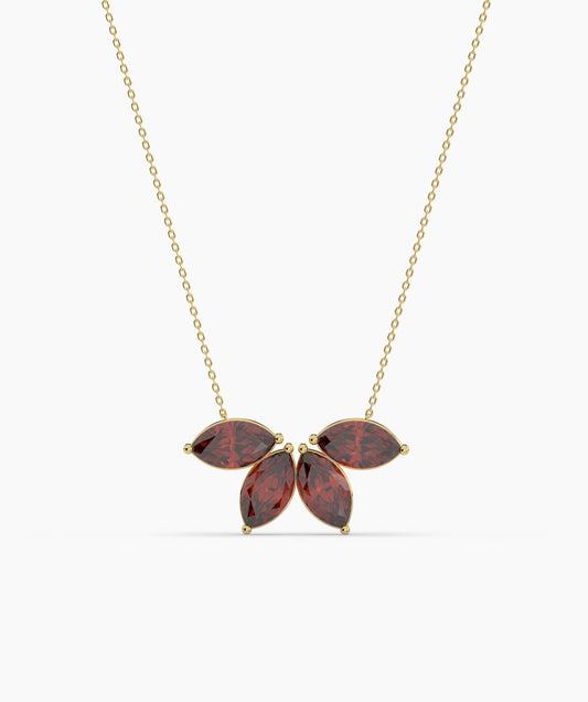 Vibrant Red Gemstone Cluster Necklace