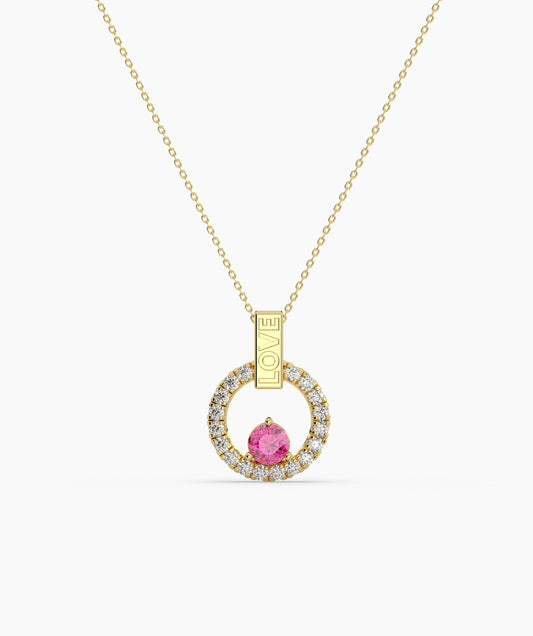 Romantic "Love" Pendant with Pink Sapphire