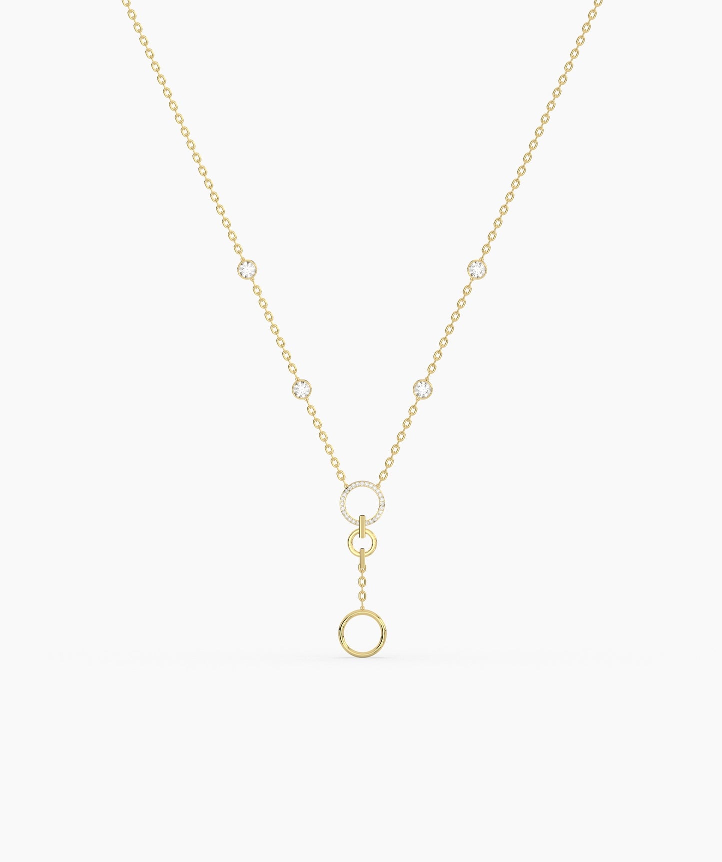 Diamond Station & Circle Lariat Necklace