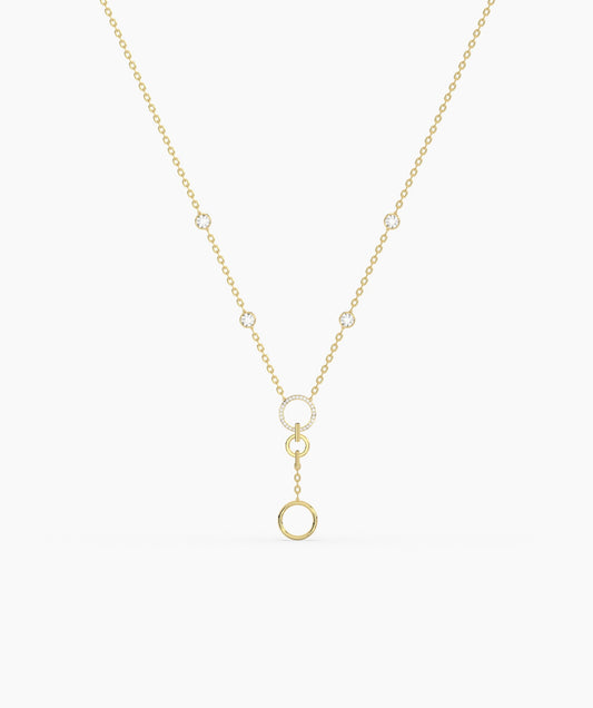 Diamond Station & Circle Lariat Necklace