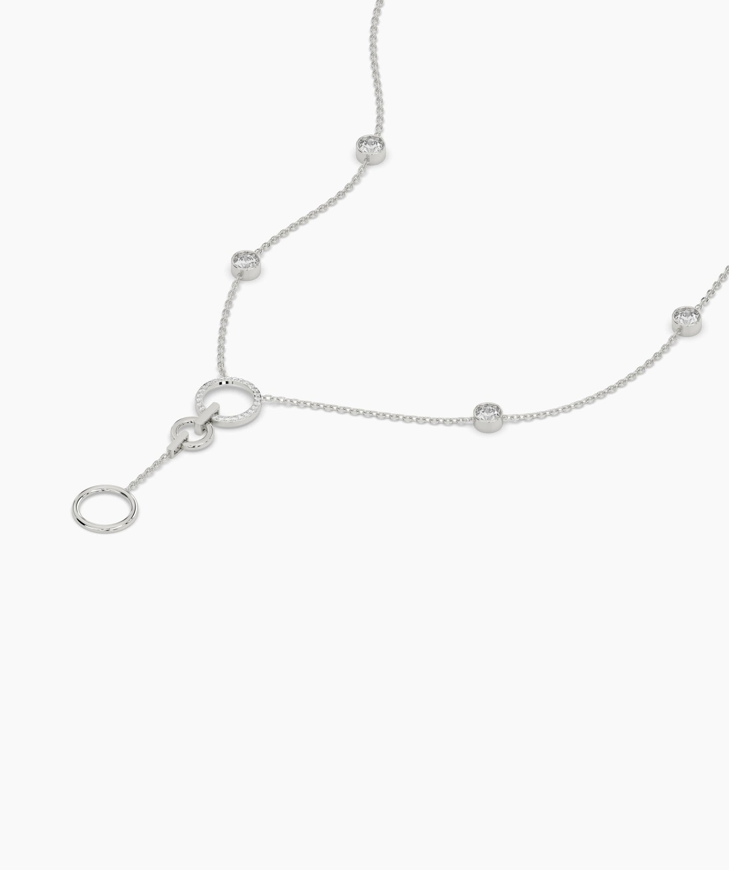 Diamond Station & Circle Lariat Necklace