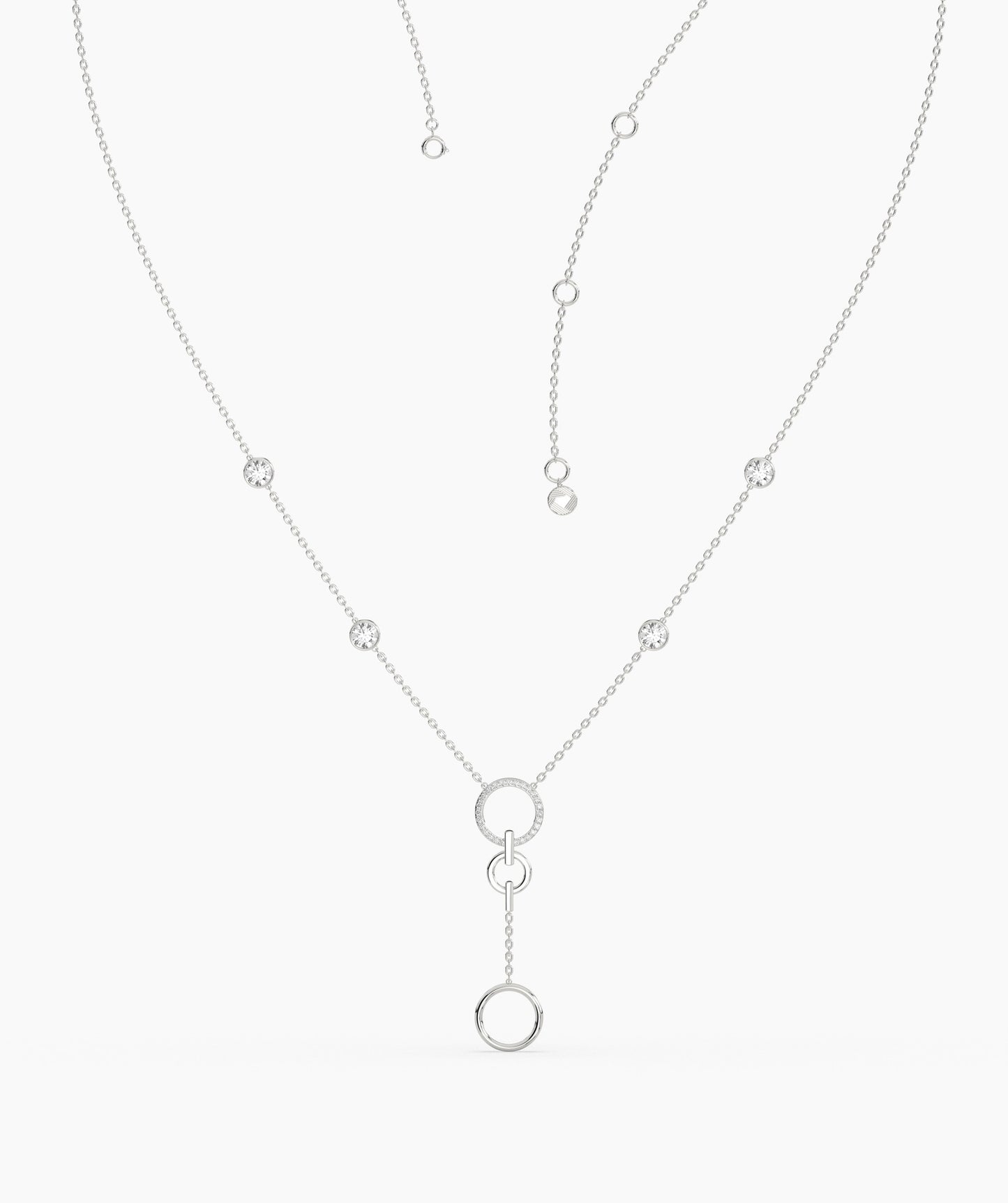Diamond Station & Circle Lariat Necklace