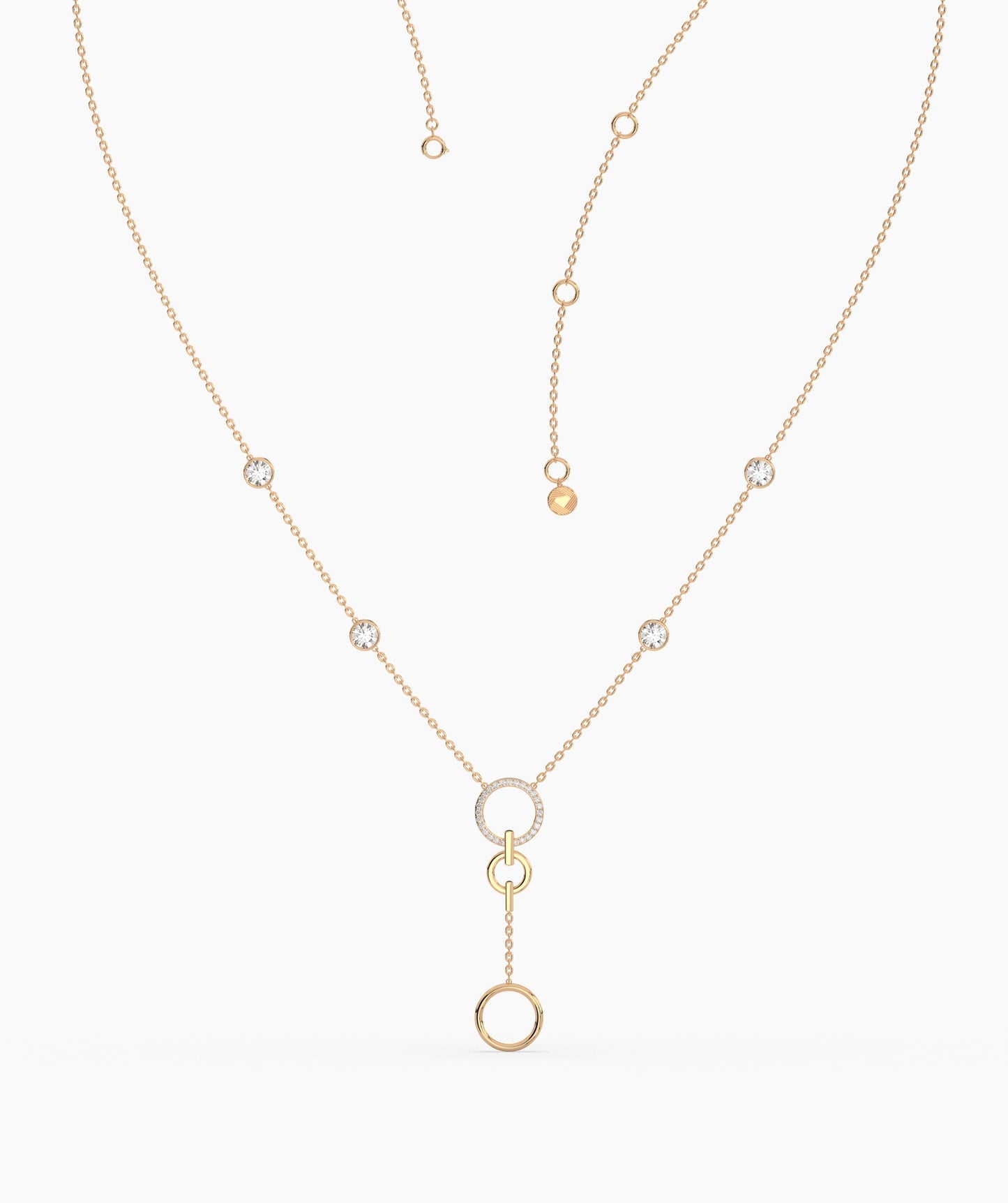 Diamond Station & Circle Lariat Necklace