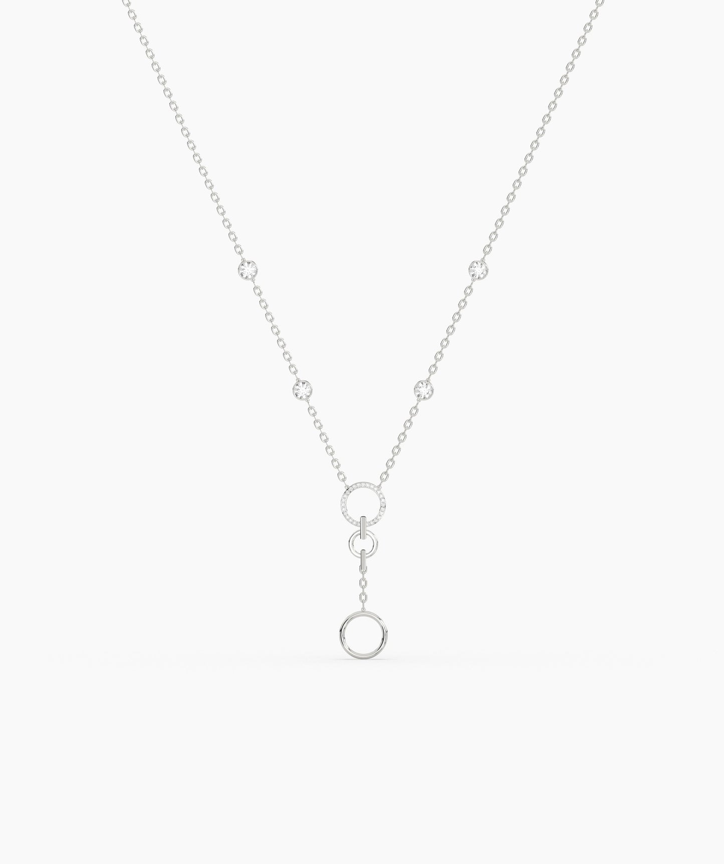 Diamond Station & Circle Lariat Necklace