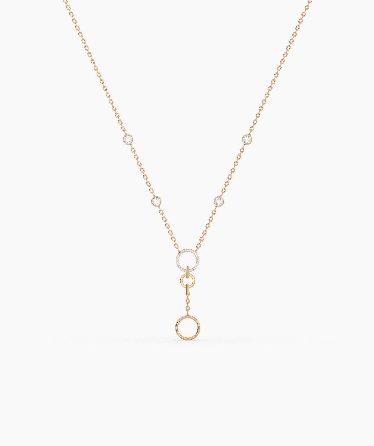 Diamond Station & Circle Lariat Necklace