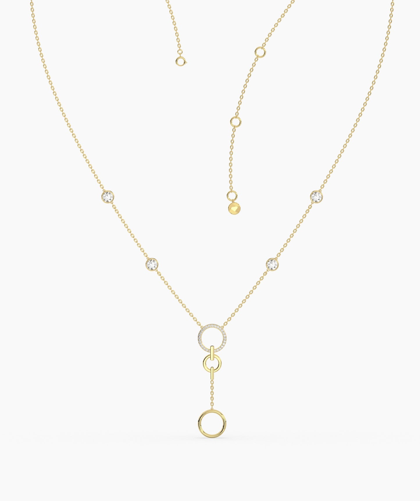 Diamond Station & Circle Lariat Necklace