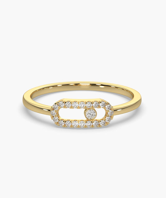 14K Gold Diamond Link Halo Ring