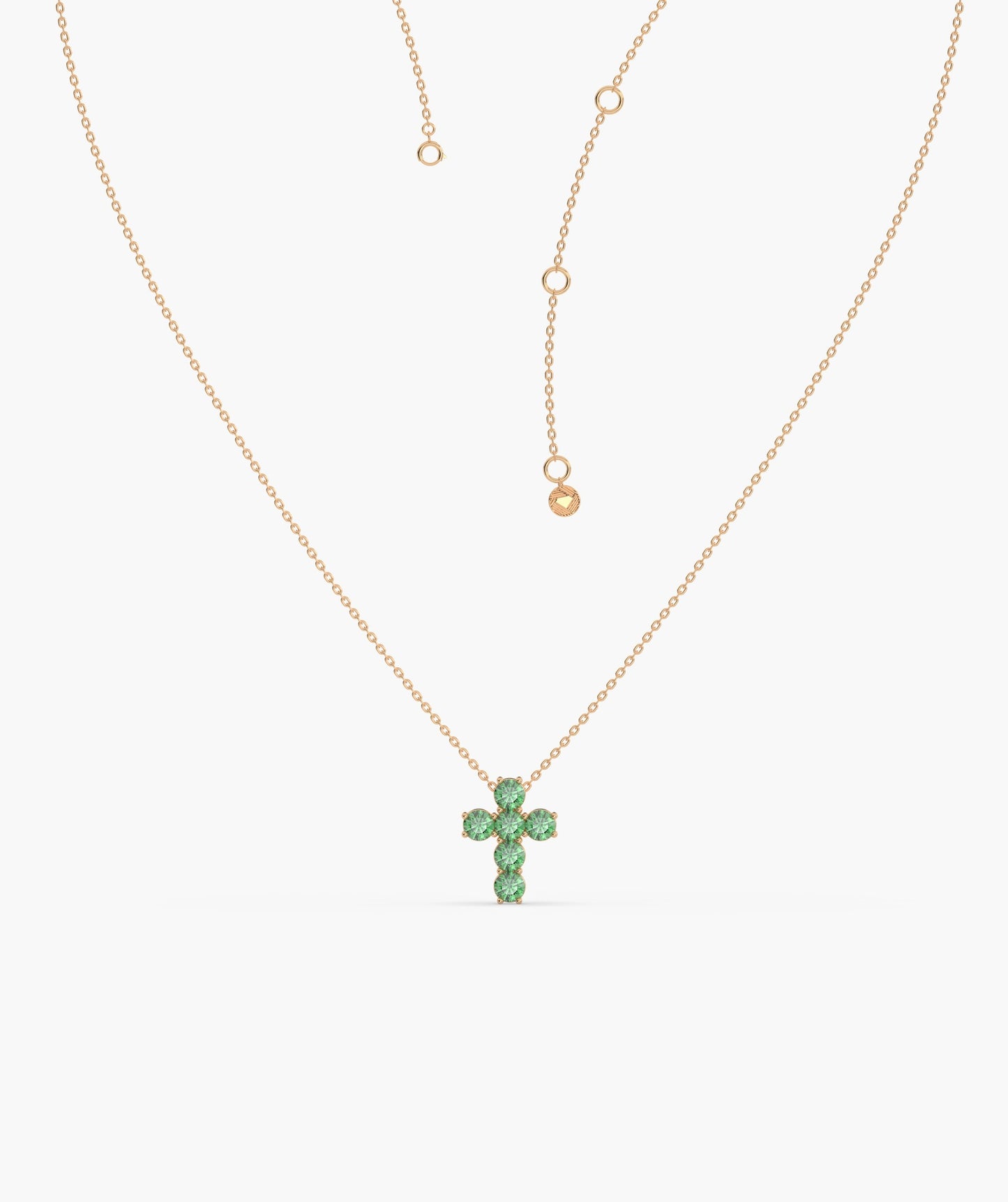 Emerald Cross 14K Gold Necklace