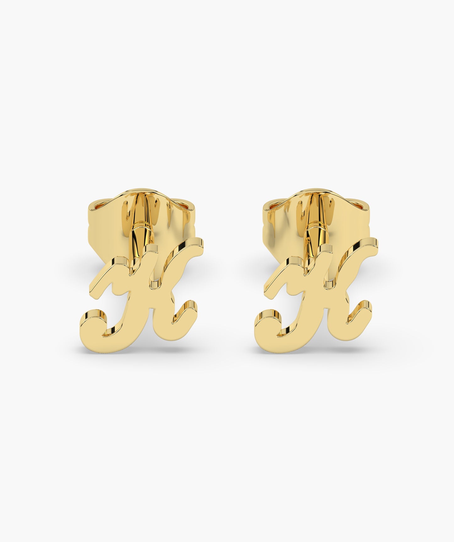 Chic Cursive "K" 14K Gold Stud Earrings