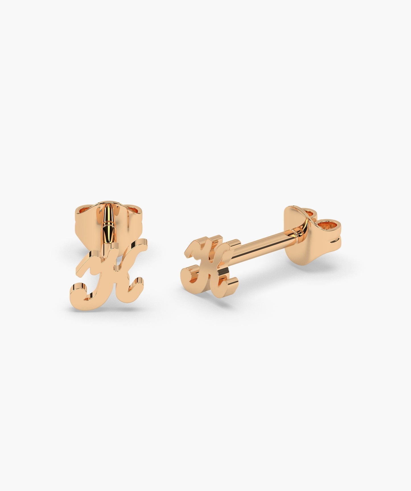 Chic Cursive "K" 14K Gold Stud Earrings