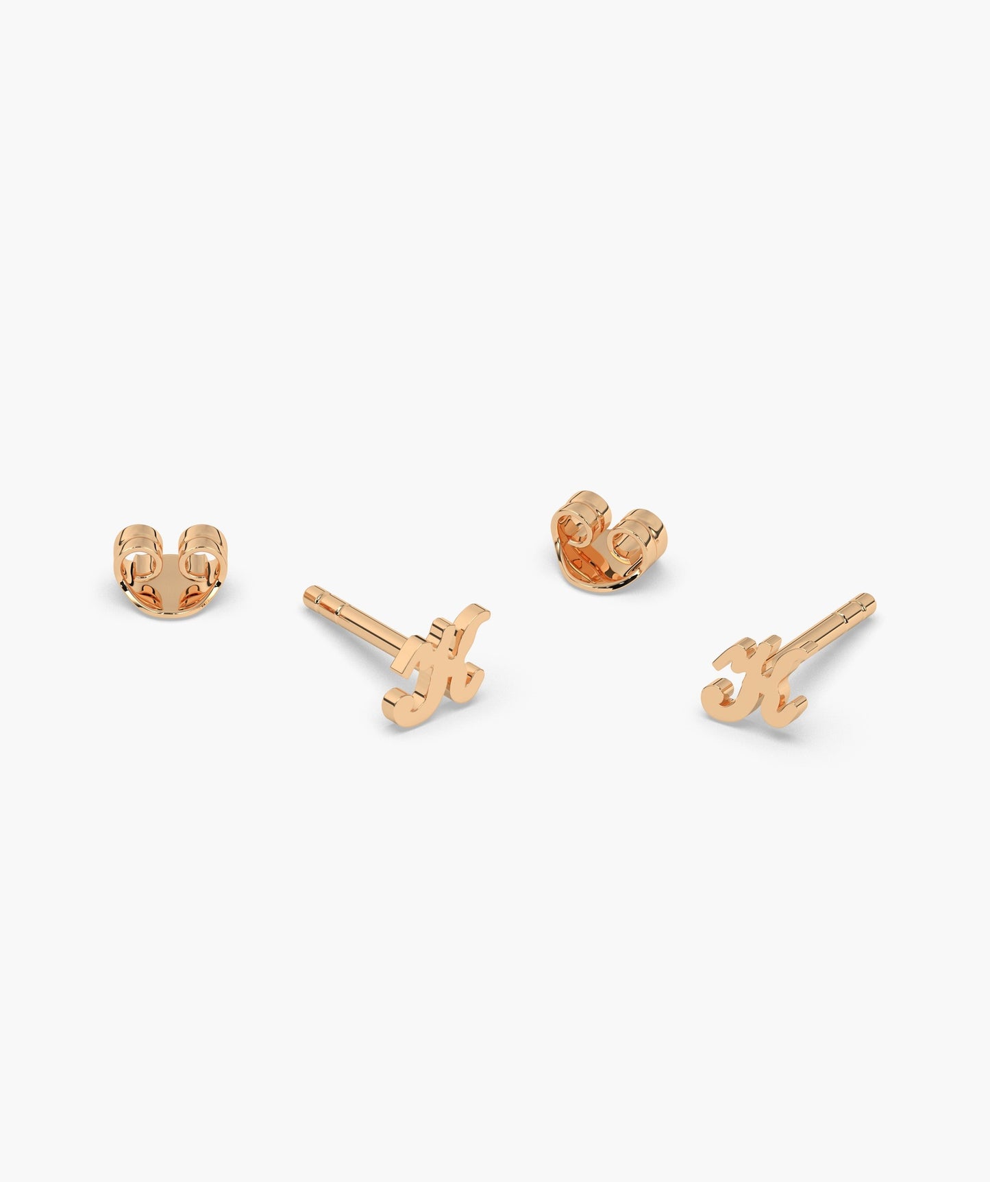 Chic Cursive "K" 14K Gold Stud Earrings