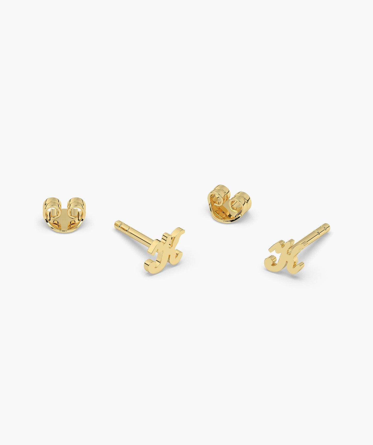 Chic Cursive "K" 14K Gold Stud Earrings