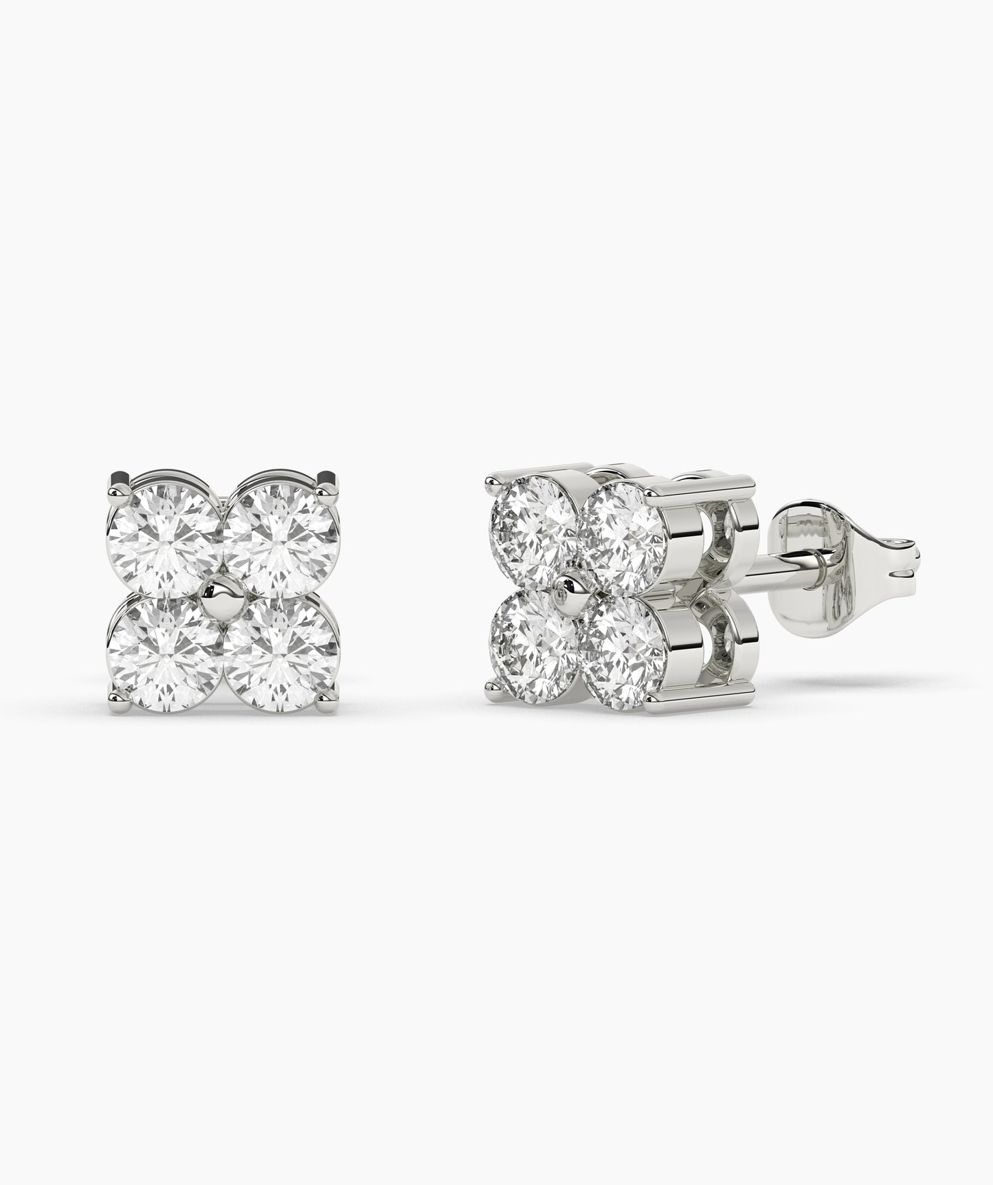 Floral Cluster Diamond Stud Earrings