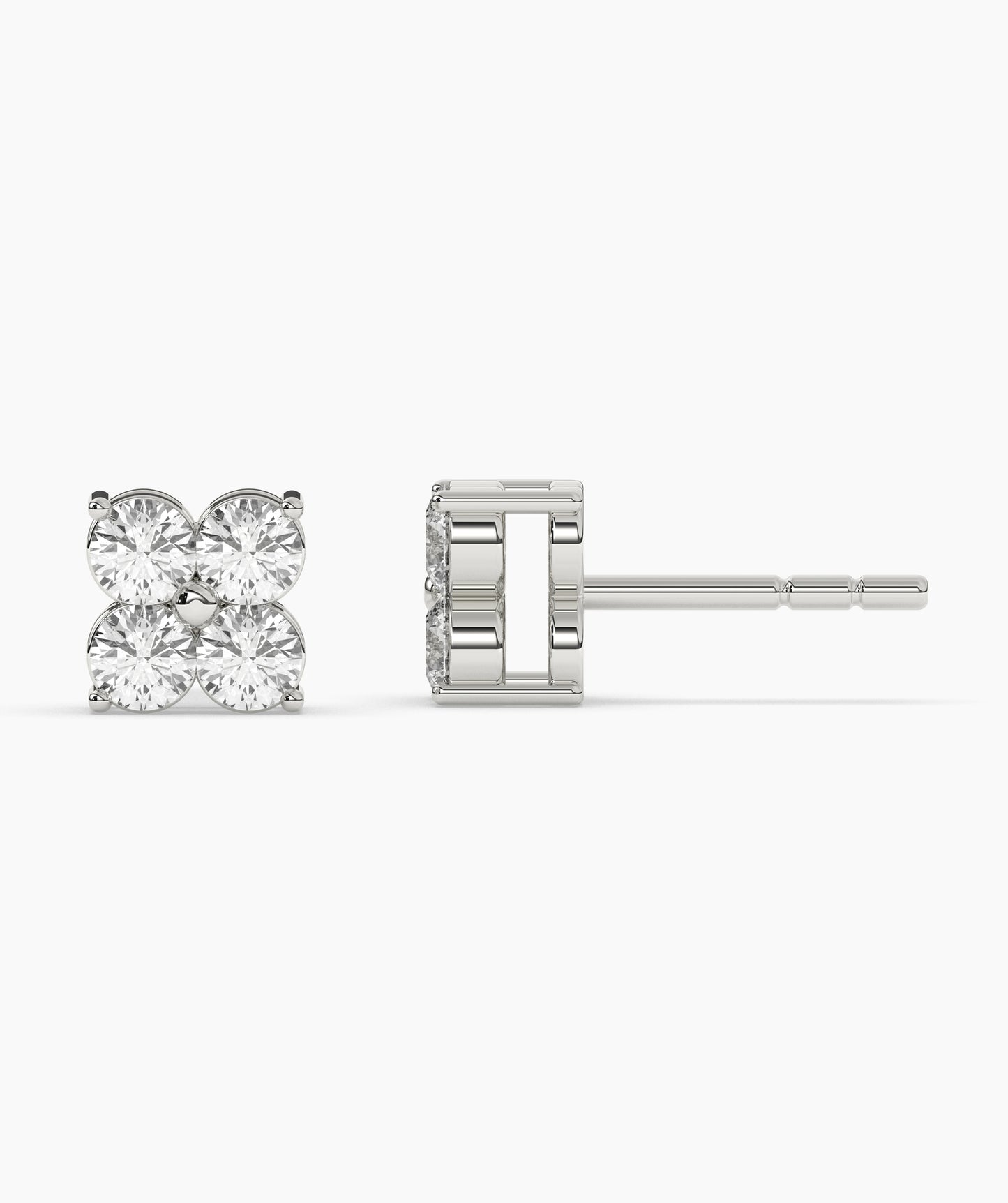 Floral Cluster Diamond Stud Earrings
