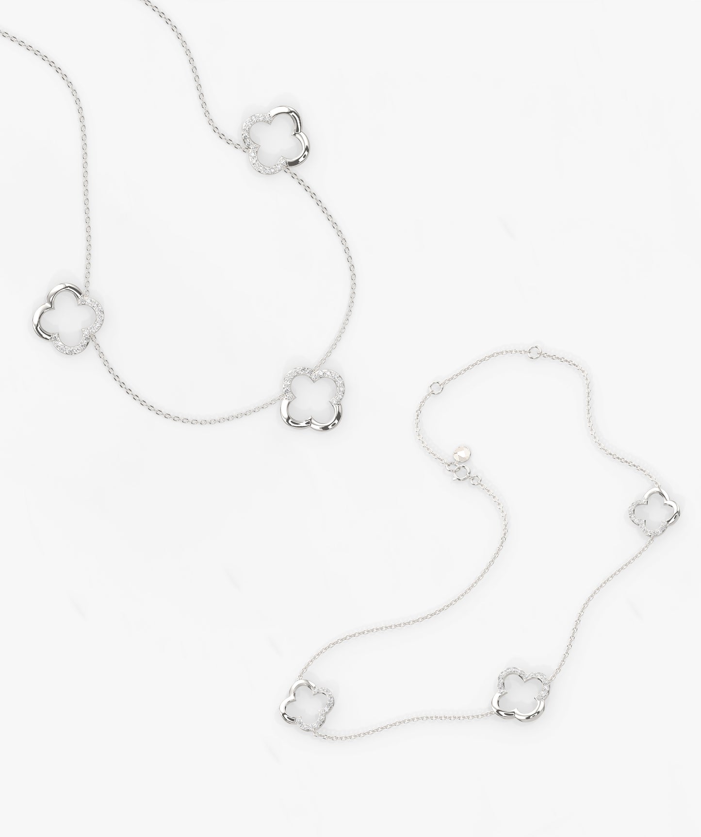 14K Gold Clover Diamond Jewelry Set