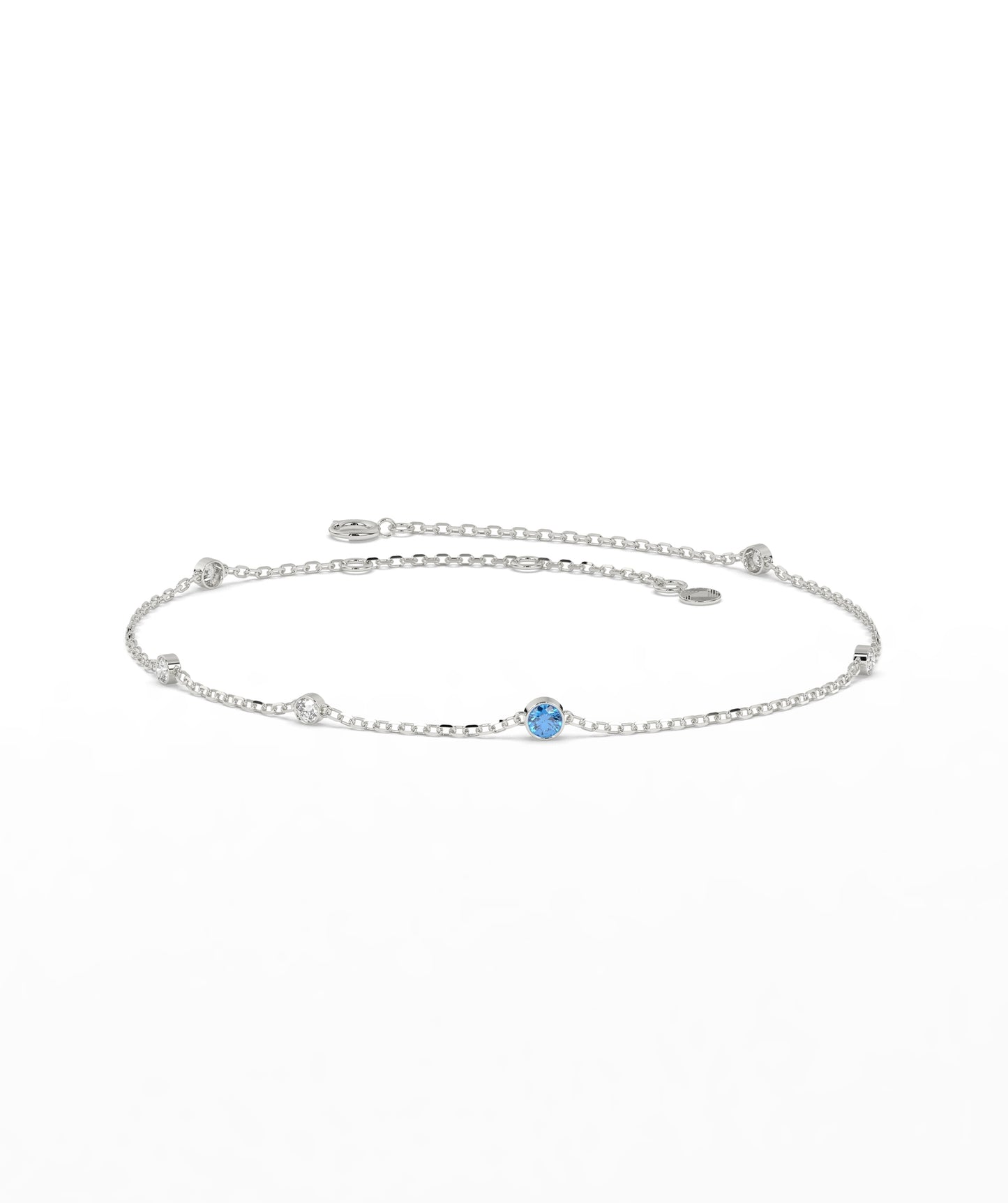 Colored Diamond and White Diamond Station Chain Bracelet in 14K Gold
