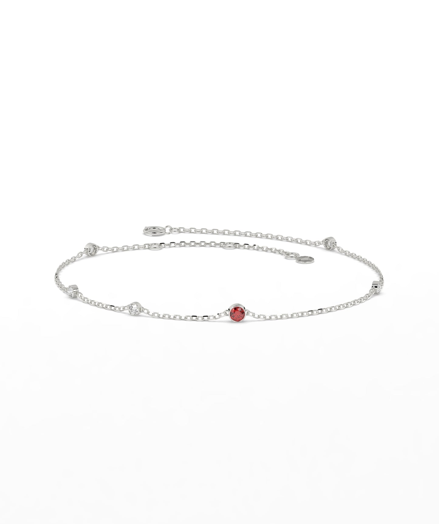 Colored Diamond and White Diamond Station Chain Bracelet in 14K Gold