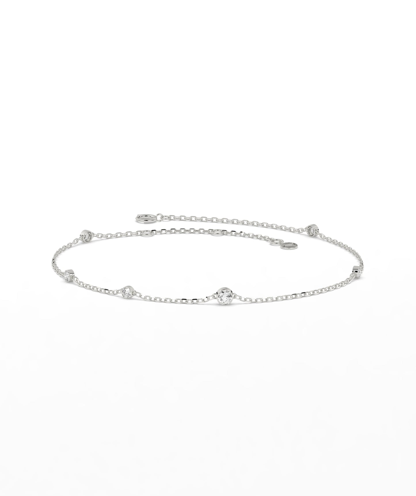 Colored Diamond and White Diamond Station Chain Bracelet in 14K Gold