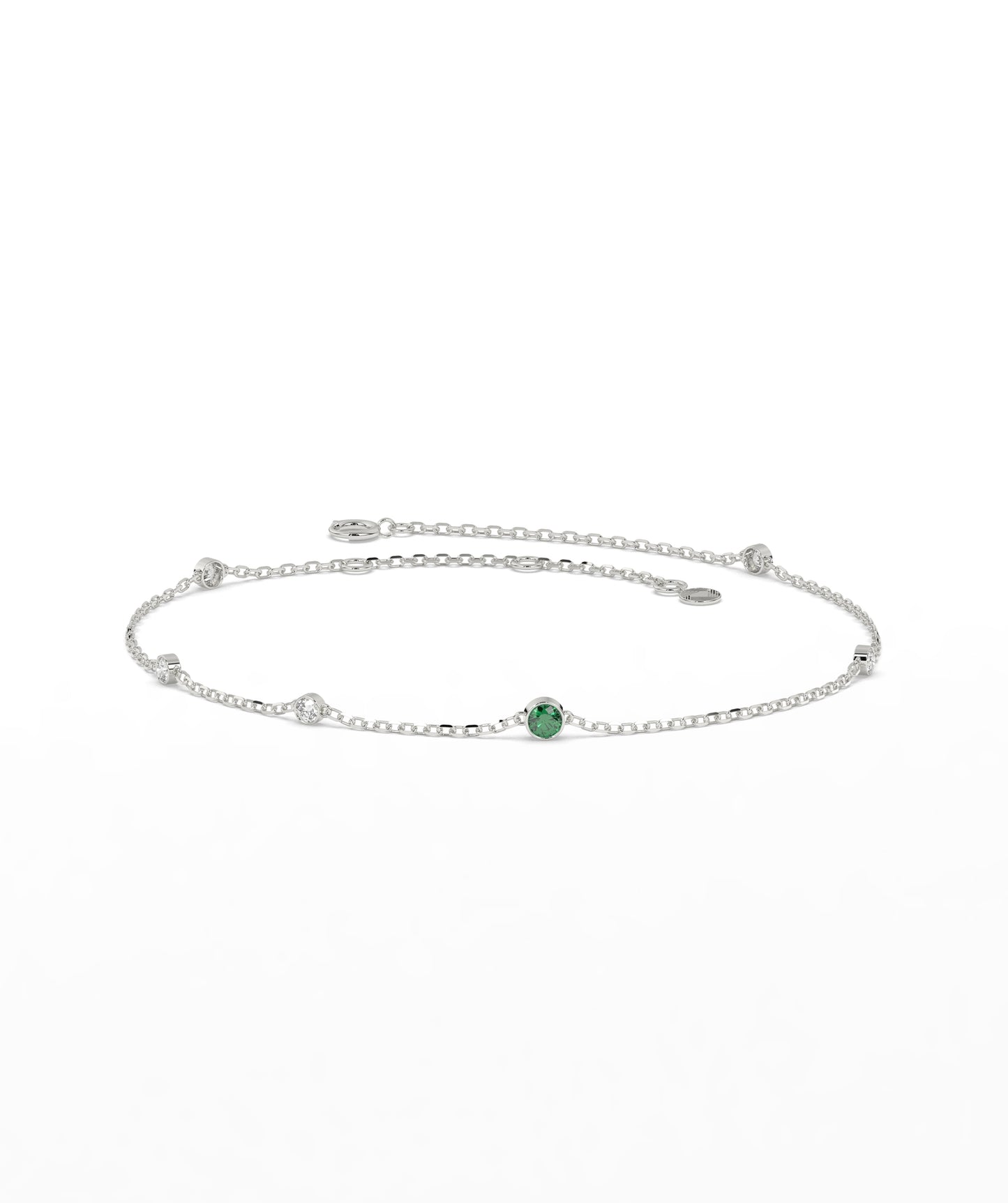 Colored Diamond and White Diamond Station Chain Bracelet in 14K Gold