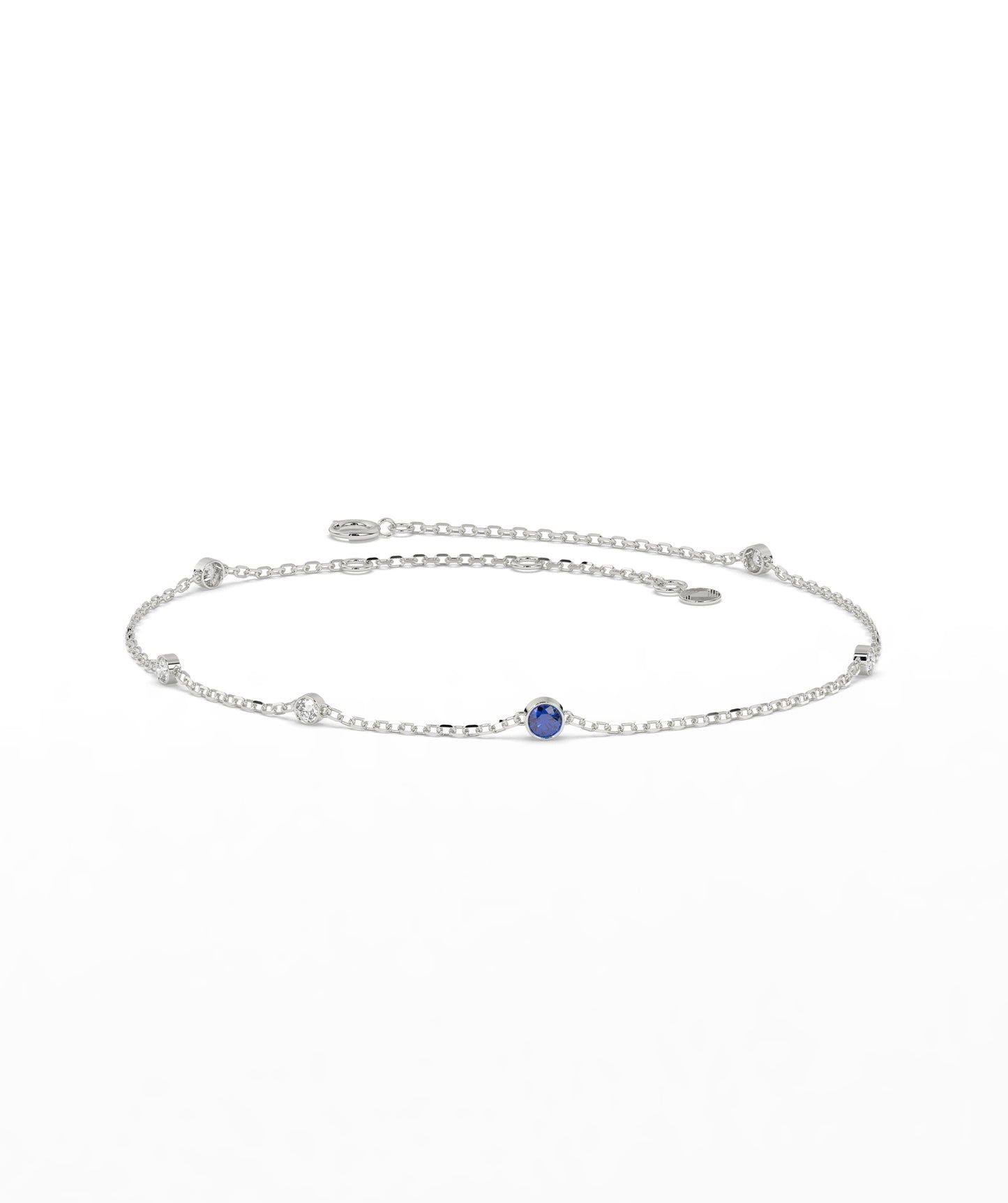 Colored Diamond and White Diamond Station Chain Bracelet in 14K Gold