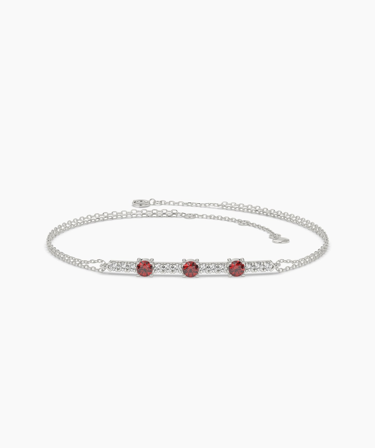 Three Stone Colored Diamond and White Diamond Bar Bracelet in 14K Gold