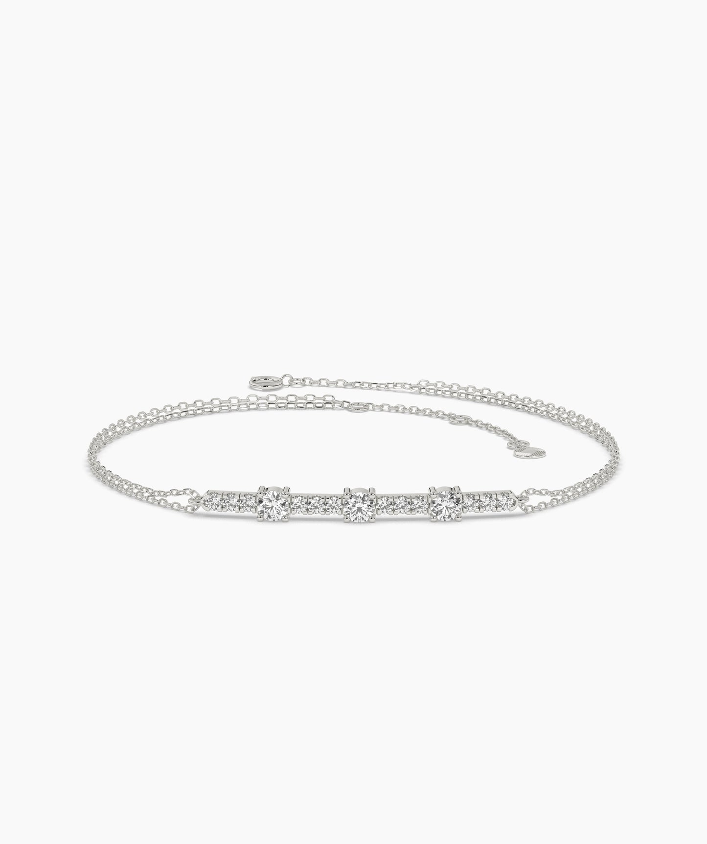 Three Stone Colored Diamond and White Diamond Bar Bracelet in 14K Gold