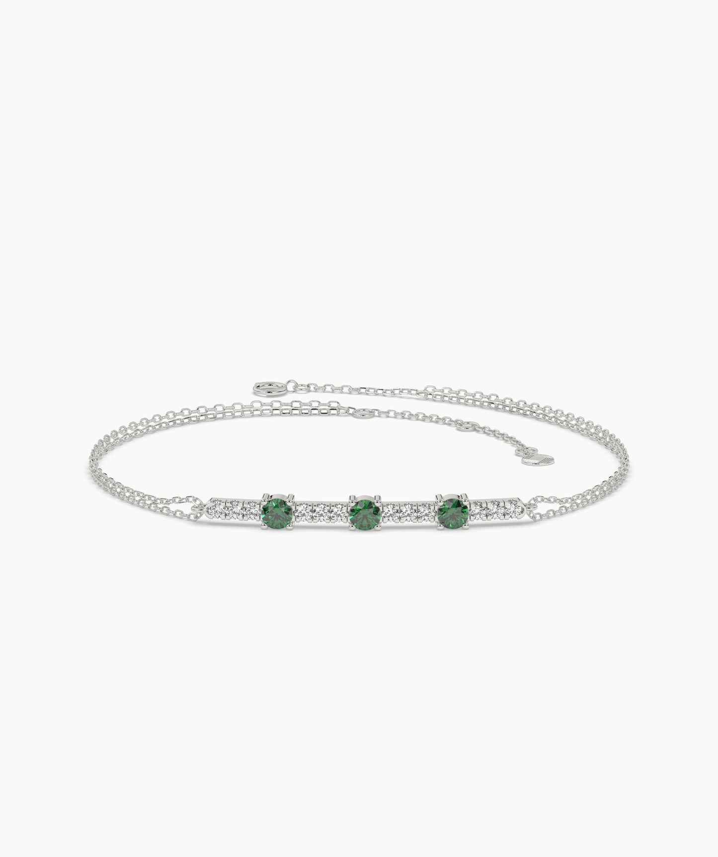 Three Stone Colored Diamond and White Diamond Bar Bracelet in 14K Gold