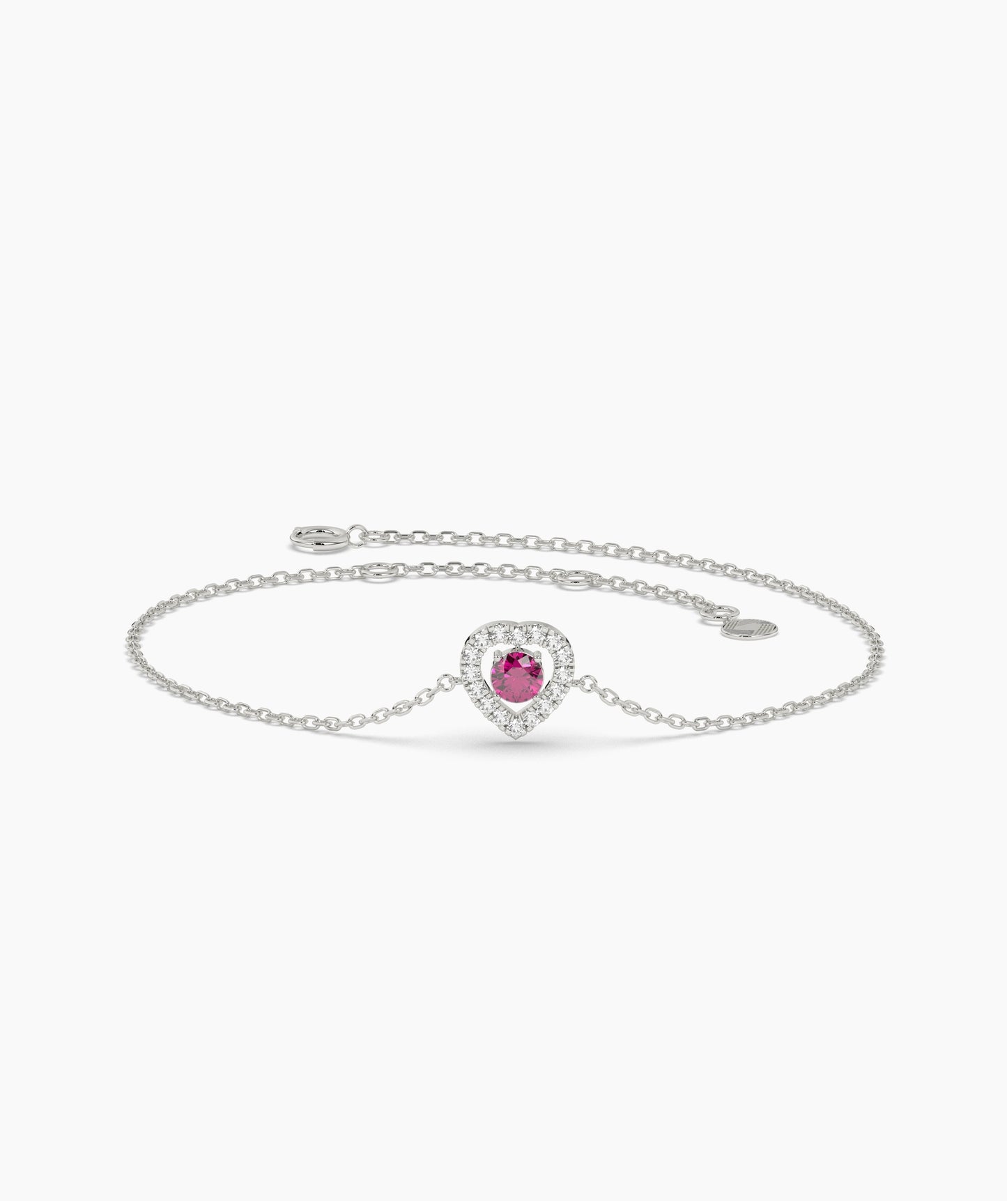 Blue Diamond Heart Halo Bracelet in 14K Solid Gold